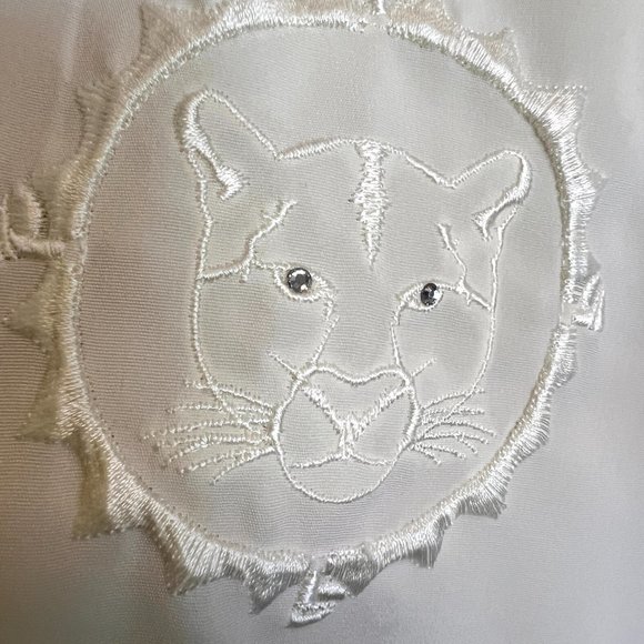 Tiger Embroidered Mens Off White Shirt - Platini - Size Medium - Lightweight - Picture 12 of 13